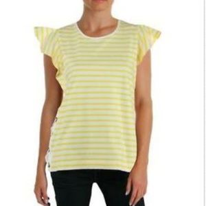 Ralph Lauren Womens Yellow Striped Crewneck tshirt